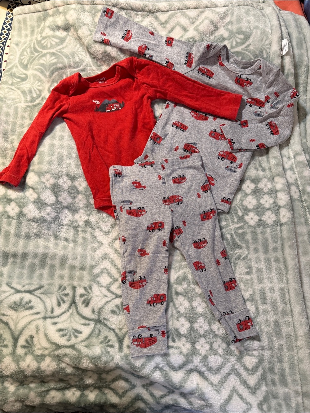 Red & Gray Fire Truck 3piece set - carters